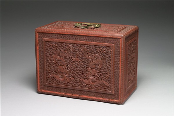 剔紅雲龍紋帶屜長方提匣