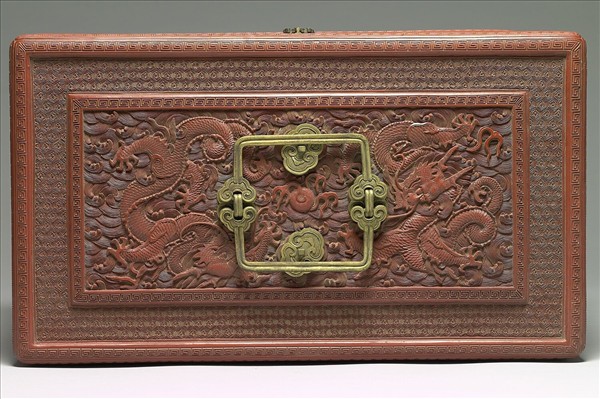 剔紅雲龍紋帶屜長方提匣