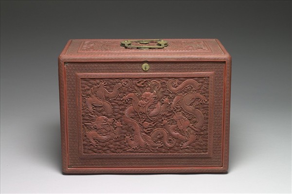 剔紅雲龍紋帶屜長方提匣