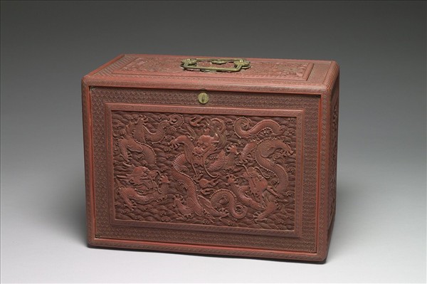 剔紅雲龍紋帶屜長方提匣