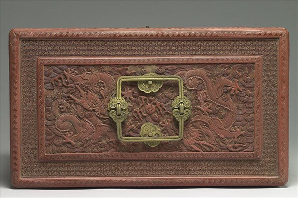 剔紅雲龍紋帶屜長方提匣