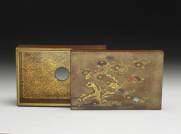 椿梅蒔繪方形套盒