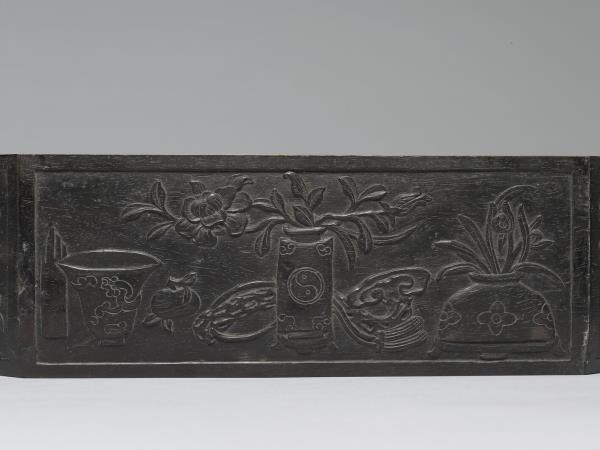 嵌玉石博古圖八方盒