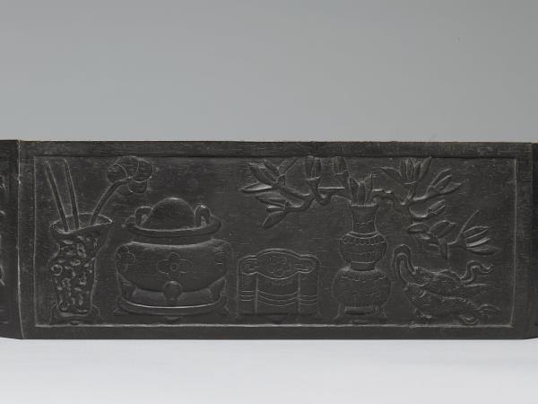 嵌玉石博古圖八方盒