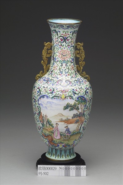 銅胎畫琺瑯西洋人物圖觀音瓶