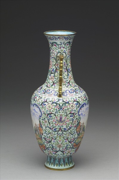 銅胎畫琺瑯西洋人物圖觀音瓶