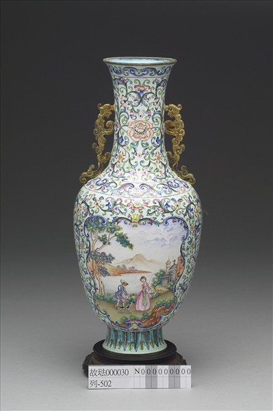 銅胎畫琺瑯西洋人物圖觀音瓶