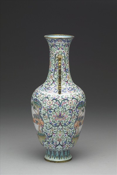 銅胎畫琺瑯西洋人物圖觀音瓶