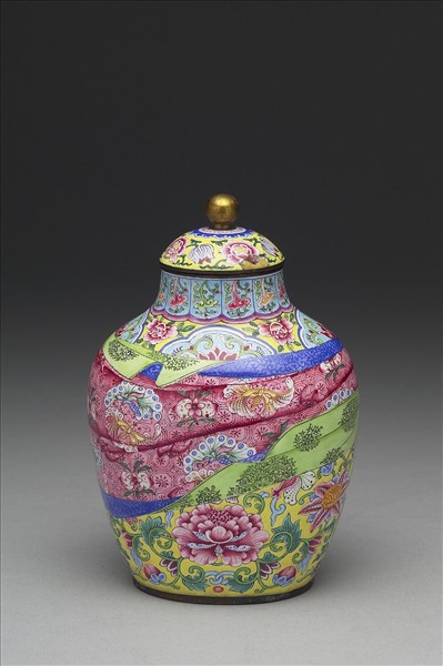 銅胎畫琺瑯包袱式罐