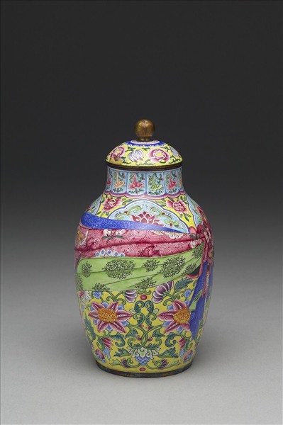銅胎畫琺瑯包袱式罐