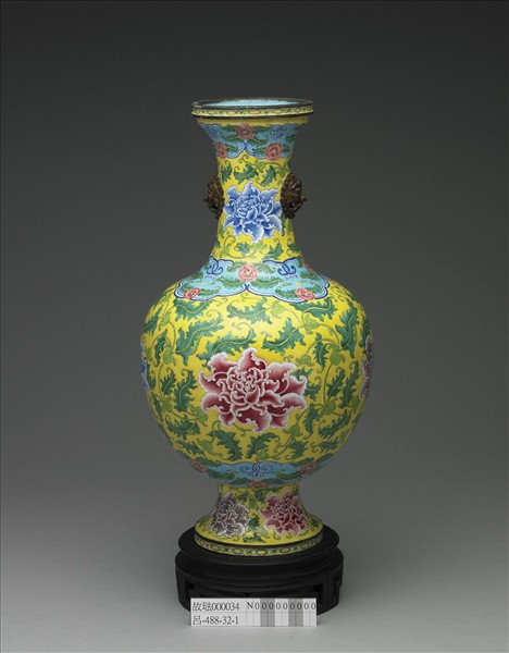 銅胎畫琺瑯獸面瓶