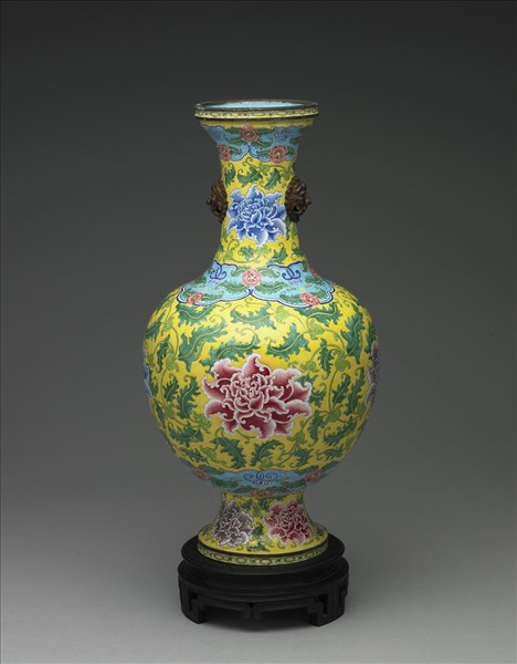 銅胎畫琺瑯獸面瓶