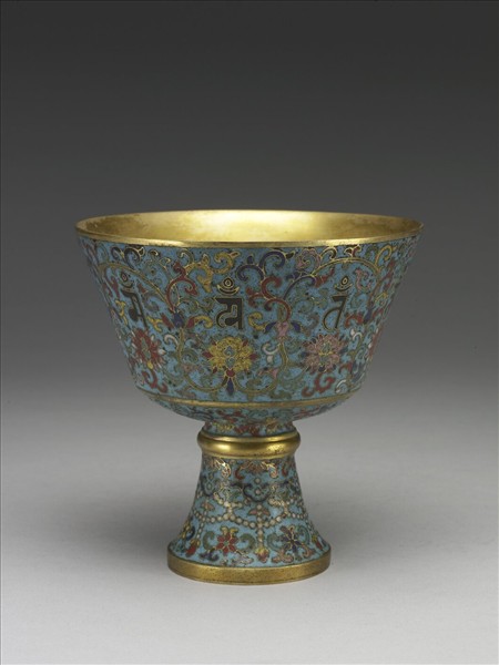 掐絲琺瑯高足把杯
