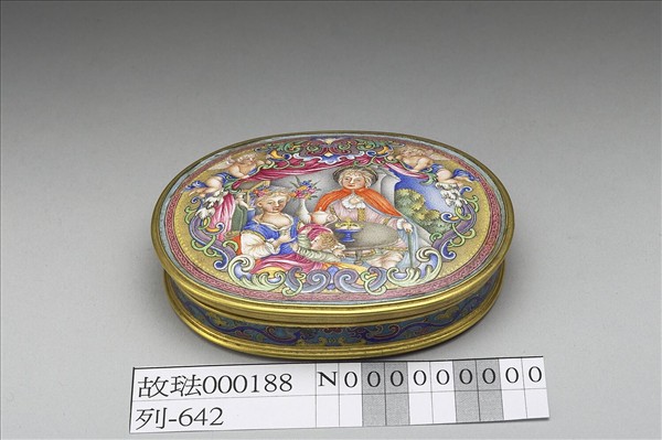 銅胎畫琺瑯橢圓盒