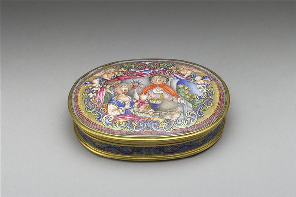銅胎畫琺瑯橢圓盒