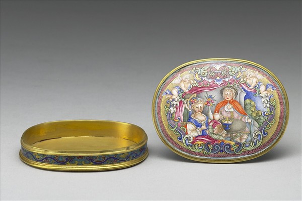 銅胎畫琺瑯橢圓盒