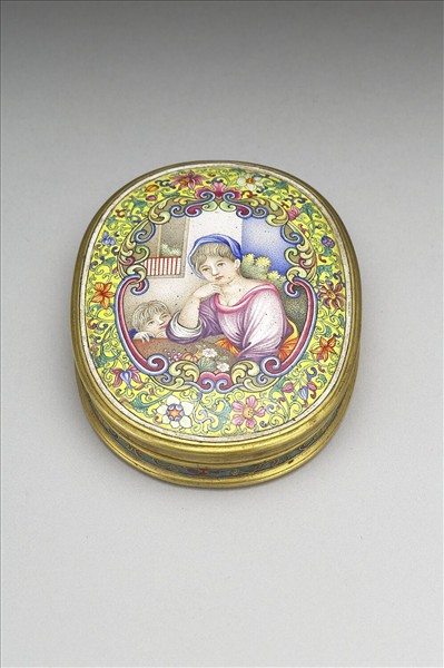 銅胎畫琺瑯橢圓盒
