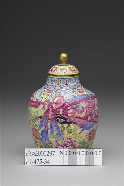 銅胎畫琺瑯包袱紋蓋罐