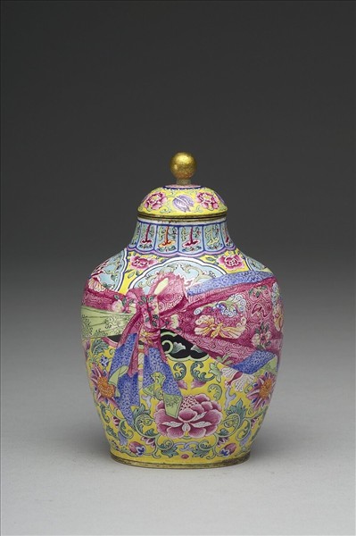 銅胎畫琺瑯包袱紋蓋罐