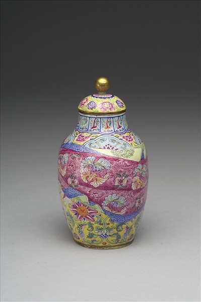 銅胎畫琺瑯包袱紋蓋罐