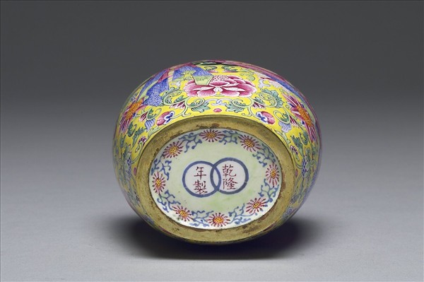 銅胎畫琺瑯包袱紋蓋罐