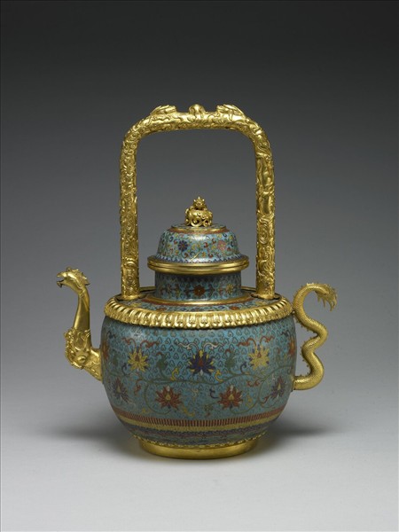 掐絲琺瑯龍鳳提梁壺
