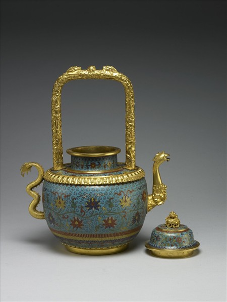 掐絲琺瑯龍鳳提梁壺