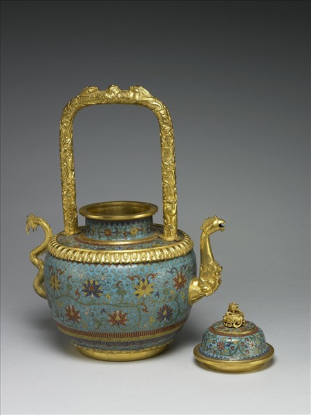 掐絲琺瑯龍鳳提梁壺