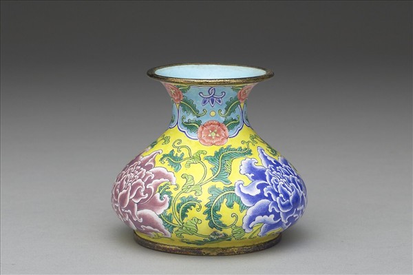 銅胎畫琺瑯石榴式瓶