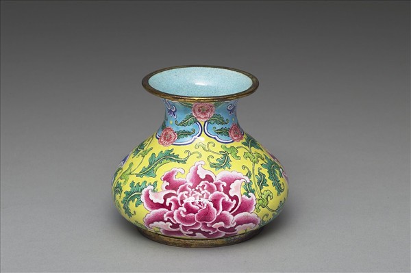 銅胎畫琺瑯石榴式瓶