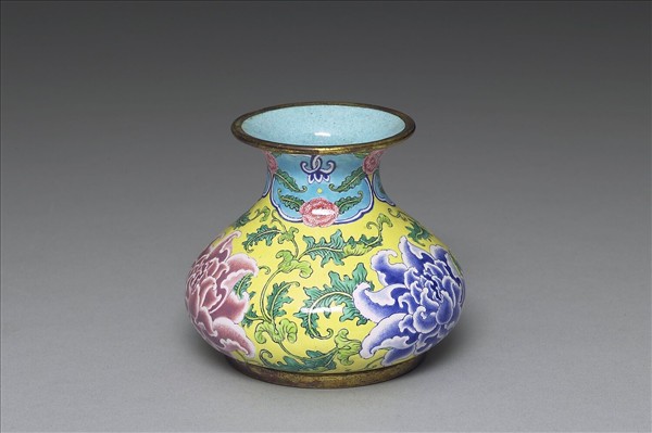 銅胎畫琺瑯石榴式瓶