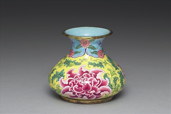 銅胎畫琺瑯石榴式瓶