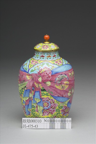 銅胎畫琺瑯包袱紋蓋罐