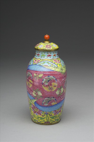 銅胎畫琺瑯包袱紋蓋罐