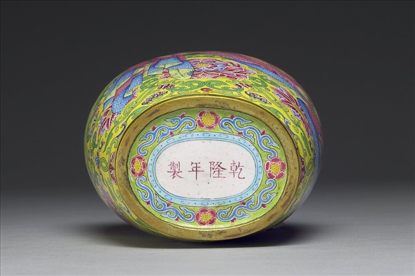 銅胎畫琺瑯包袱紋蓋罐