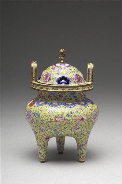 銅胎畫琺瑯三足爐