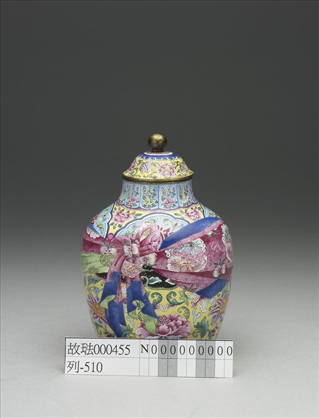 銅胎畫琺瑯包袱紋蓋罐