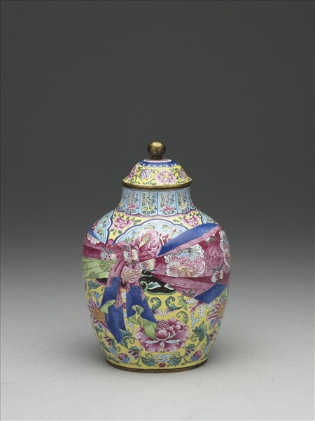 銅胎畫琺瑯包袱紋蓋罐