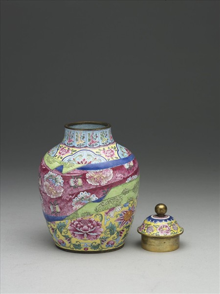 銅胎畫琺瑯包袱紋蓋罐