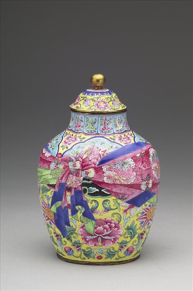 銅胎畫琺瑯包袱紋蓋罐