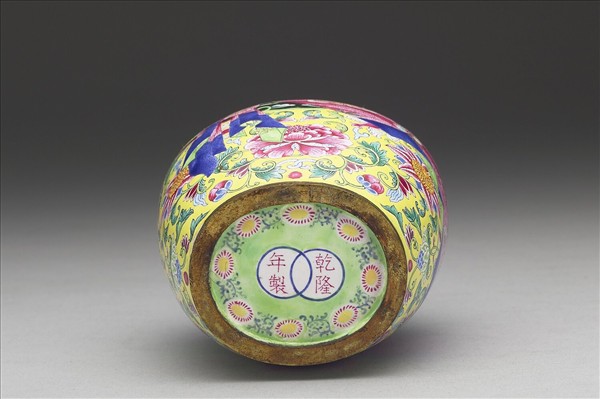 銅胎畫琺瑯包袱紋蓋罐
