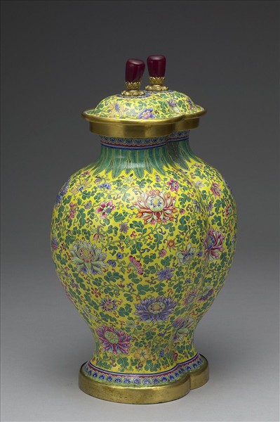 銅胎畫琺瑯雙連蓋罐