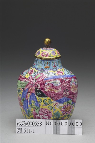 銅胎畫琺瑯包袱紋蓋罐