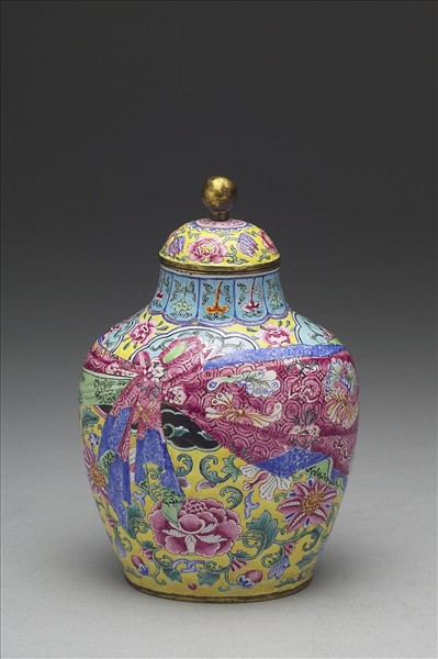 銅胎畫琺瑯包袱紋蓋罐