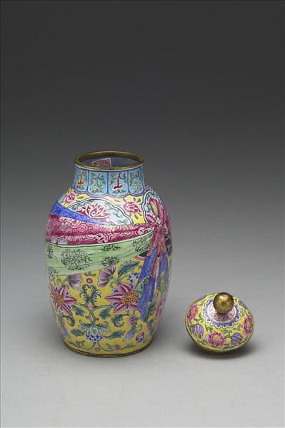 銅胎畫琺瑯包袱紋蓋罐