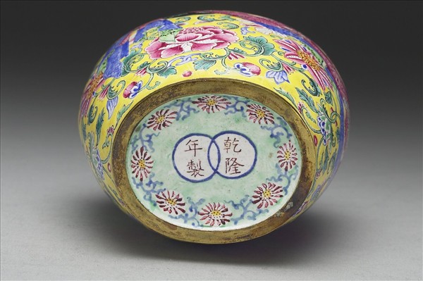 銅胎畫琺瑯包袱紋蓋罐