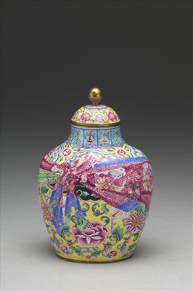銅胎畫琺瑯包袱紋蓋罐