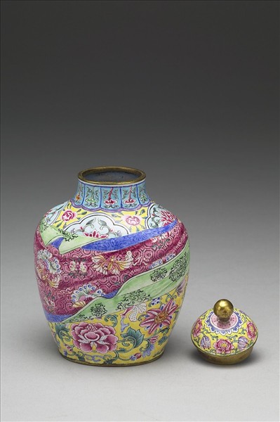 銅胎畫琺瑯包袱紋蓋罐