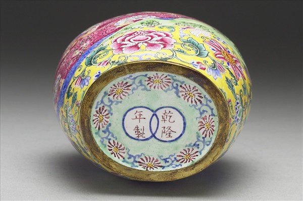 銅胎畫琺瑯包袱紋蓋罐