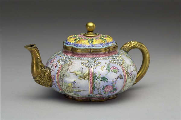 銅胎畫琺瑯瓜楞式壺